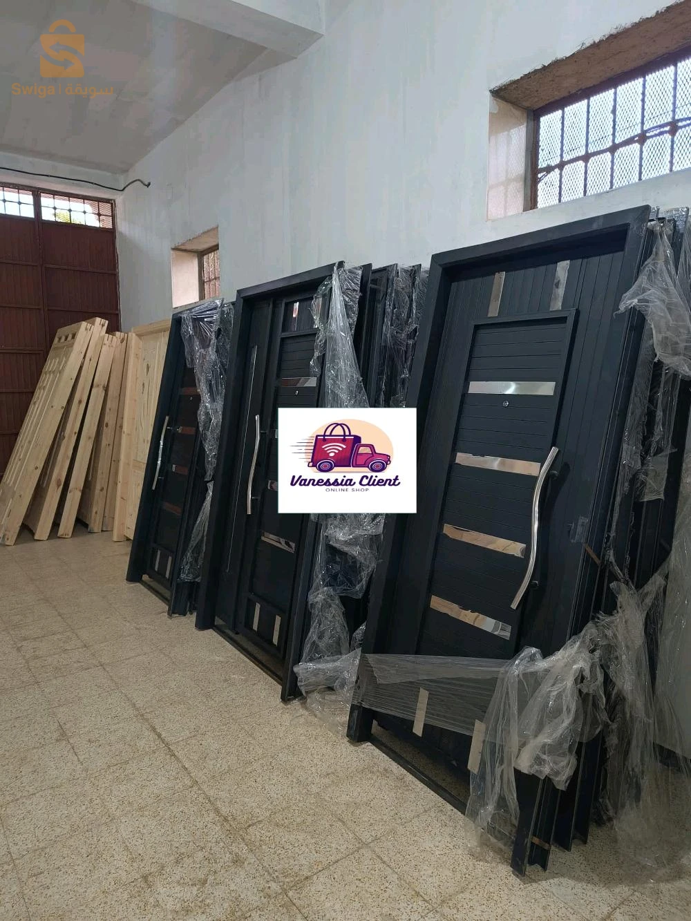 متوفر Porte d'entrée en fer avec plaque inox