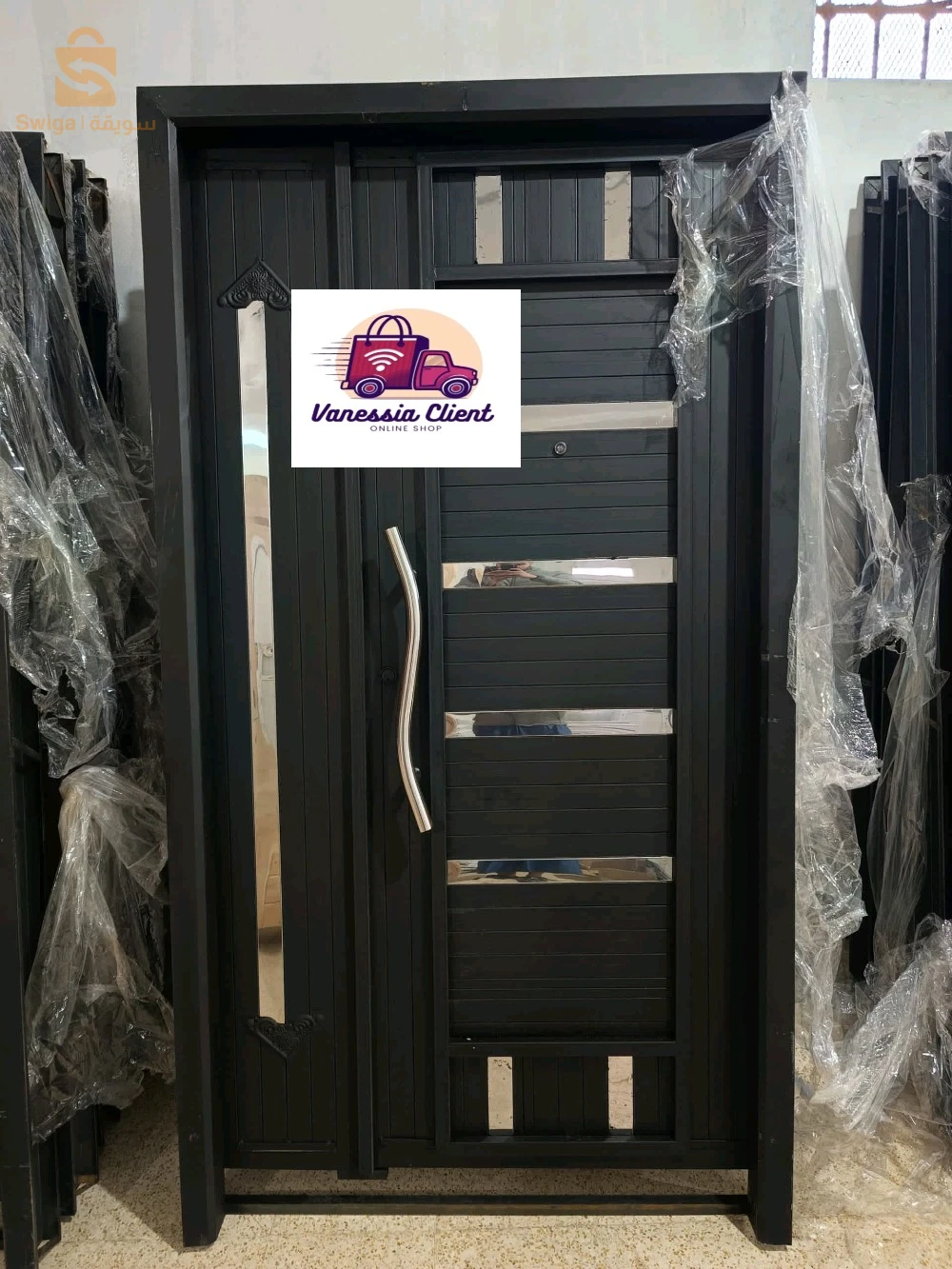 متوفر Porte d'entrée en fer avec plaque inox