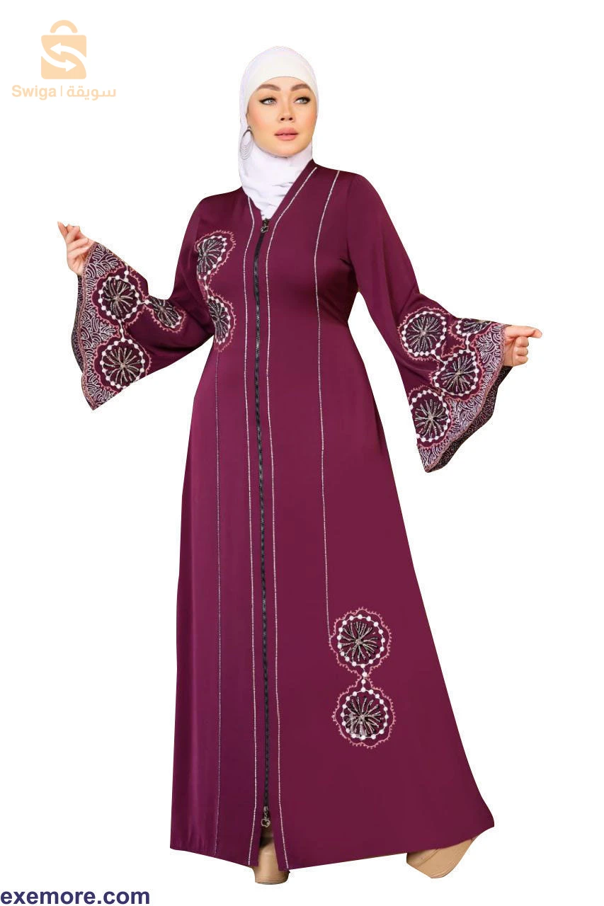 عباية حرير نسائية بسحاب  (بالجملة )