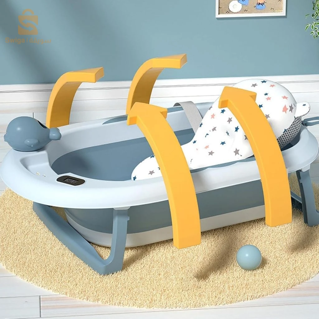 Baignoire Pliable pour Bébé avec Thermomètre – حوض استحمام للأطفال قابل للطي مع مقياس حرارة