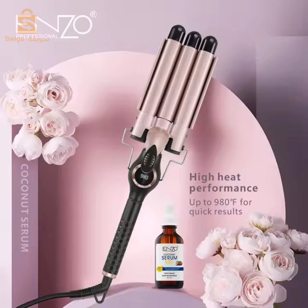 ENZO PROFESSIONAL Fer à Boucler Triple Barillet  – مكواة تجعيد ثلاثية الأسطوانات