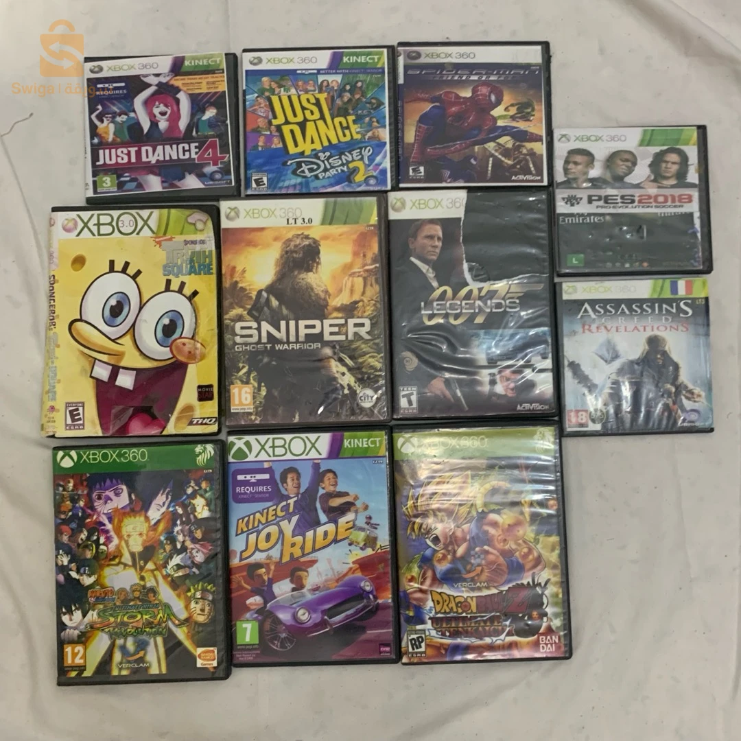 Xbox 360 + Kinect + 2 Manéttes Avec 2 Battries Original Et Son Cable+ 12 Jeux Originaux