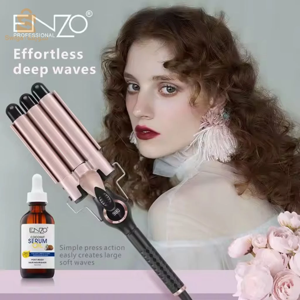 ENZO PROFESSIONAL Fer à Boucler Triple Barillet  – مكواة تجعيد ثلاثية الأسطوانات