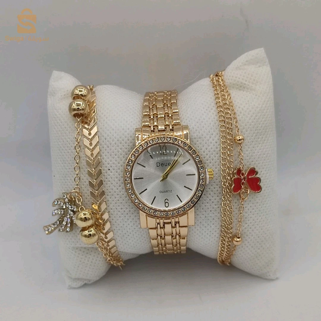 كوفري نسائي متكون من ساعة وزوج براسلي