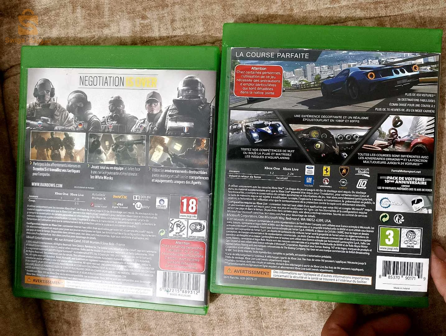 2 CD pour xbox one ( forza 6 motosport et rainbow six siège)
affaire