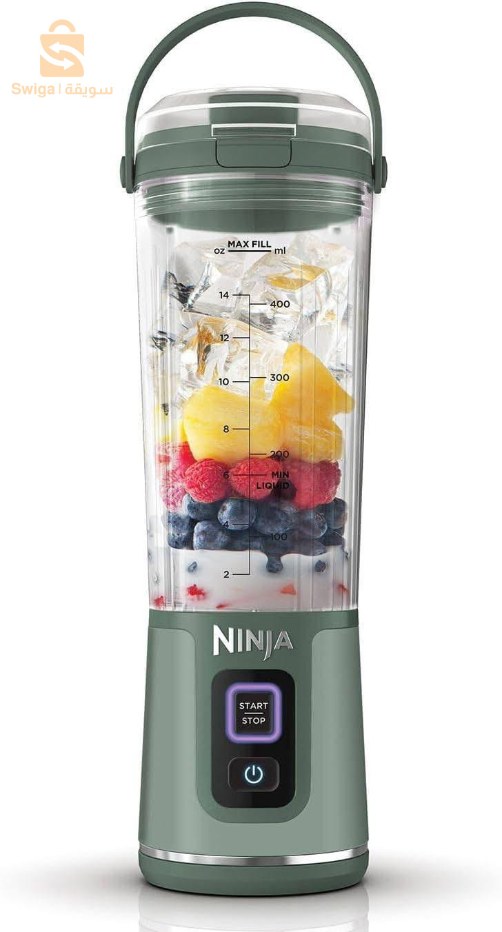 المنتج هو Ninja Blast Portable Blender، وهو خلاط محمول لاسلكي من شركة Ninja