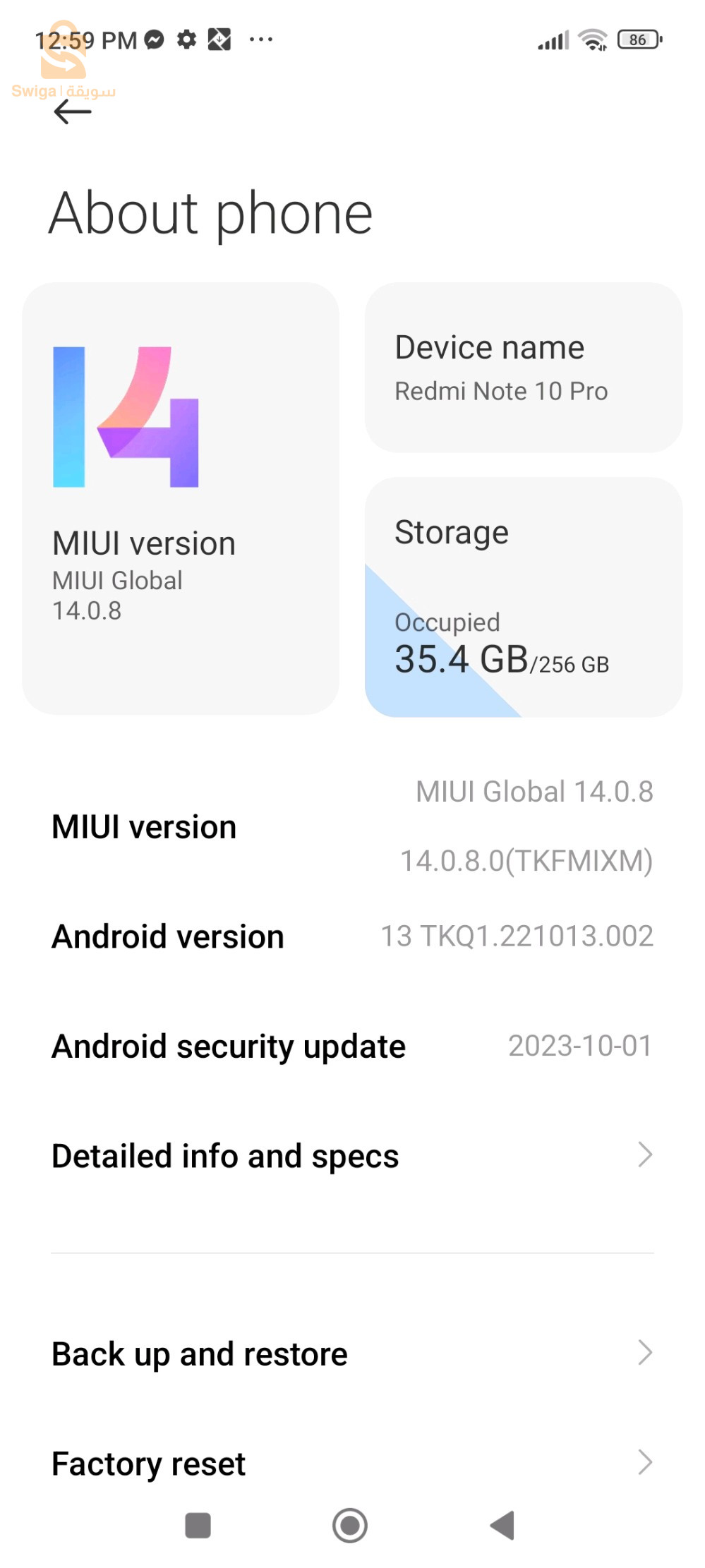 Redmi note 10 pro 256 g ram 8