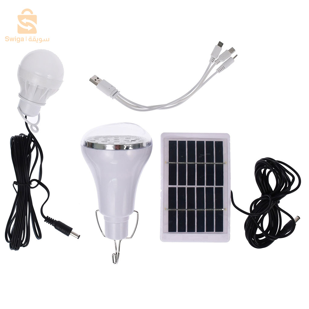 Lampe de Camping LED avec Panneau Solaire 10 W – مصباح تخييم يعمل بالطاقة الشمسية