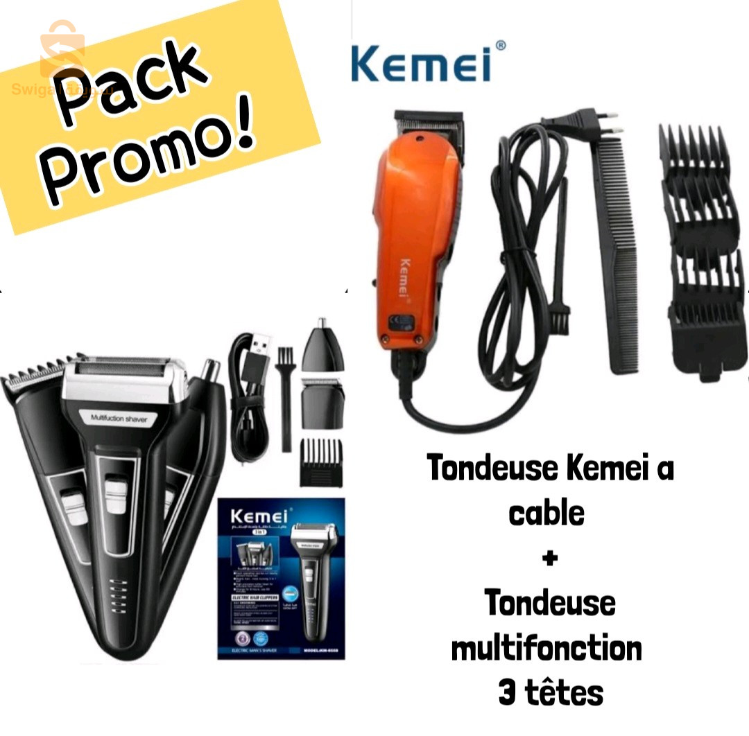 Pack 2 Tondeuse kemei 9012+ kemei 3en1 [6559]