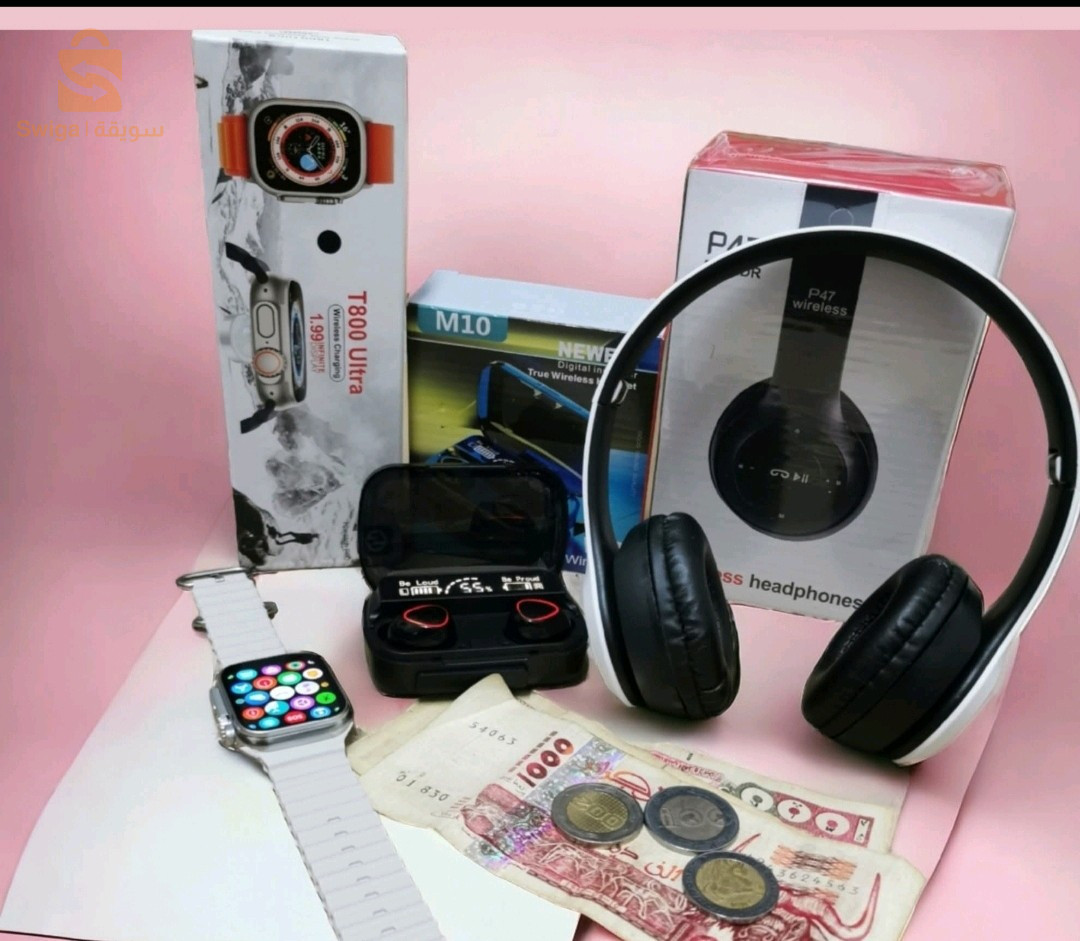 Pack Casque p47+ airpods m10 +t800 smartwatch