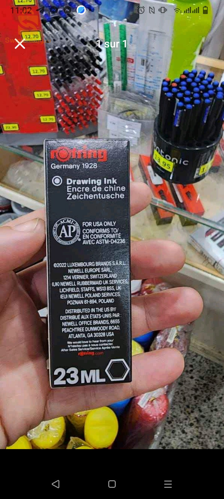 حبر صيني روترينغ لون أسودEncre de Chine rotring noir