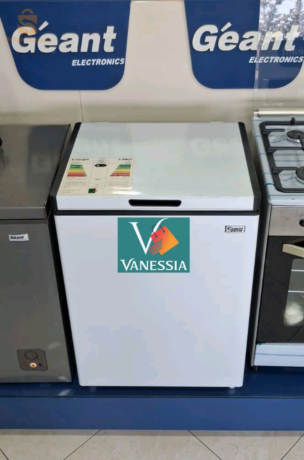 Congélateur marque Contiglobal 130L gris et blanc