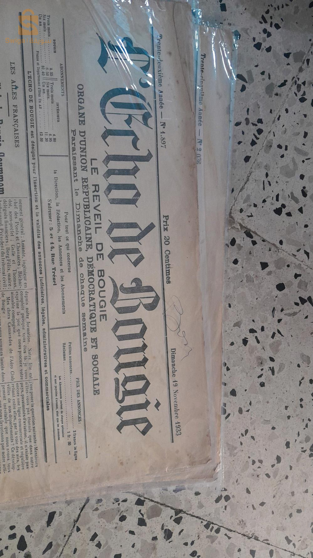 journaux echo de bougi3 de 1930 auv1937  29 titres 5000 le 1