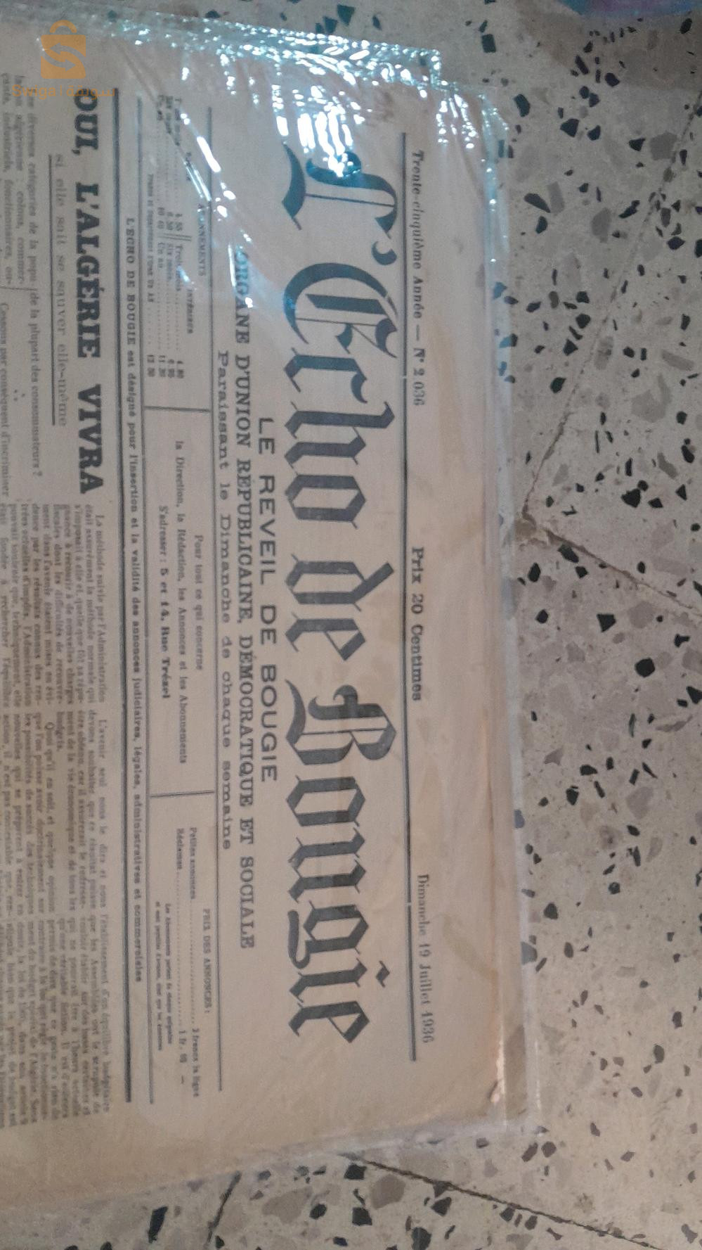 journaux echo de bougi3 de 1930 auv1937  29 titres 5000 le 1