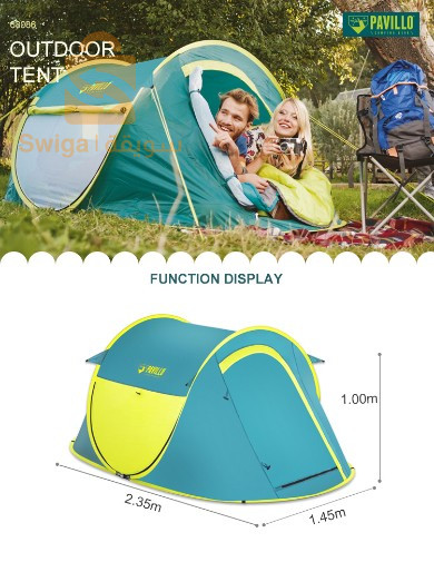 Bestway 68086 Tente De Randonnée 2 Personnes 235 x 145 x 100 cm Pavillo