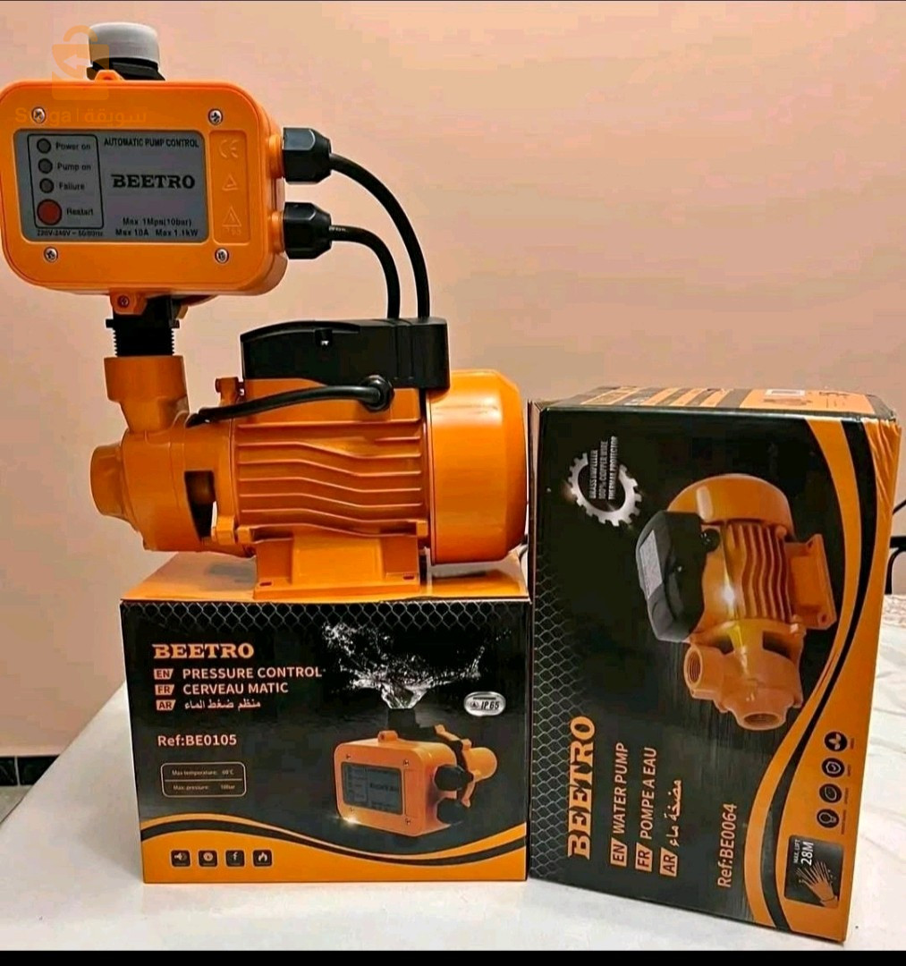 Pack Pompe à Eau 370W + Cerveau Matic 10 Bar
Pompe à Eau 370W Beetro BE0064:
Tension: 220V~50Hz. Puissance Absorbée : 370W (0,5 CV). Débit Maximal: 28 l/min. Indice de Protection: IPX4. Hauteur Maximale : 28 m. Aspiration Maximale : 8 m.

Cerveau Matic 10 Bar Beetro BE0105:
Tension : 220 V~50 Hz. Pression de Débit: 22 bar. Courant maximum : 10 A. Température maximale : 60 °C. Pression maxi : 10 bars. Indice de Protection : IP65.