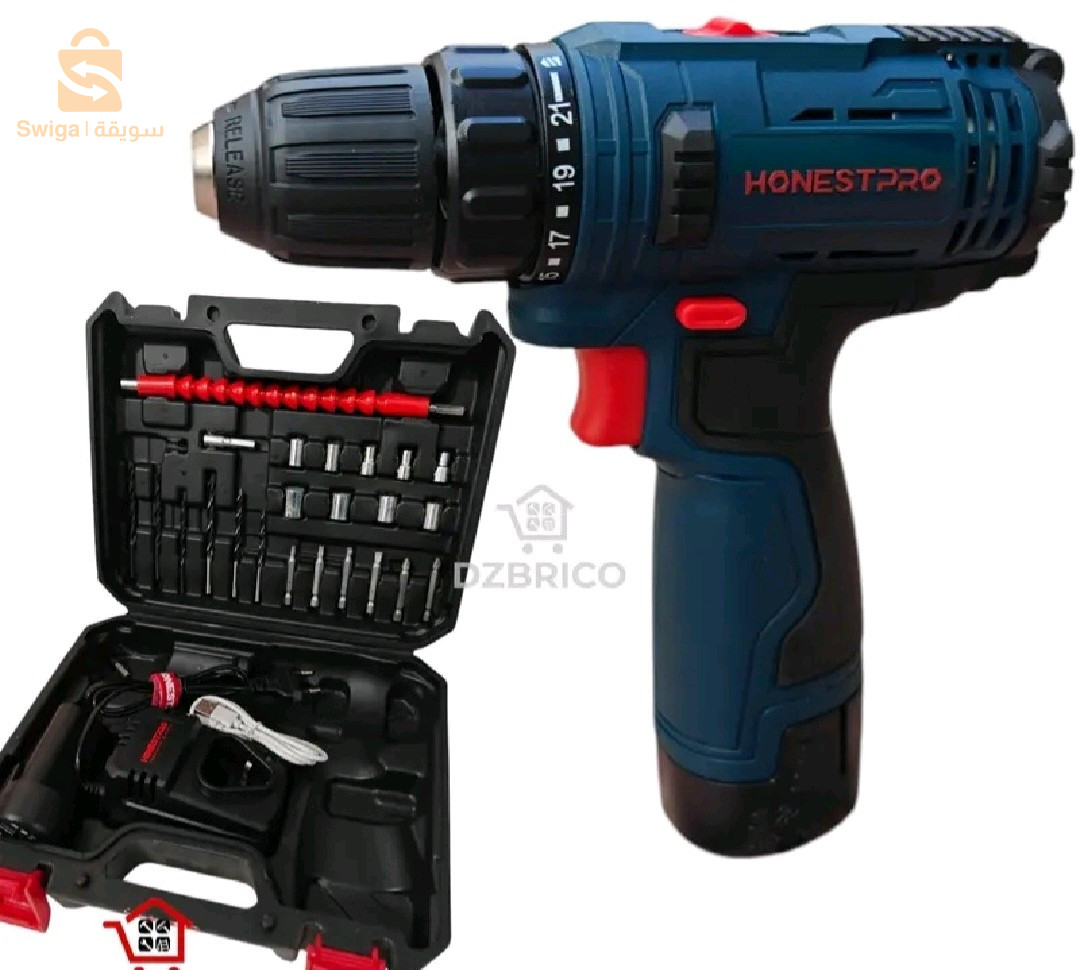 yae6151 HONESTPRO Kit Visseuse 12V double batterie avec accessoires