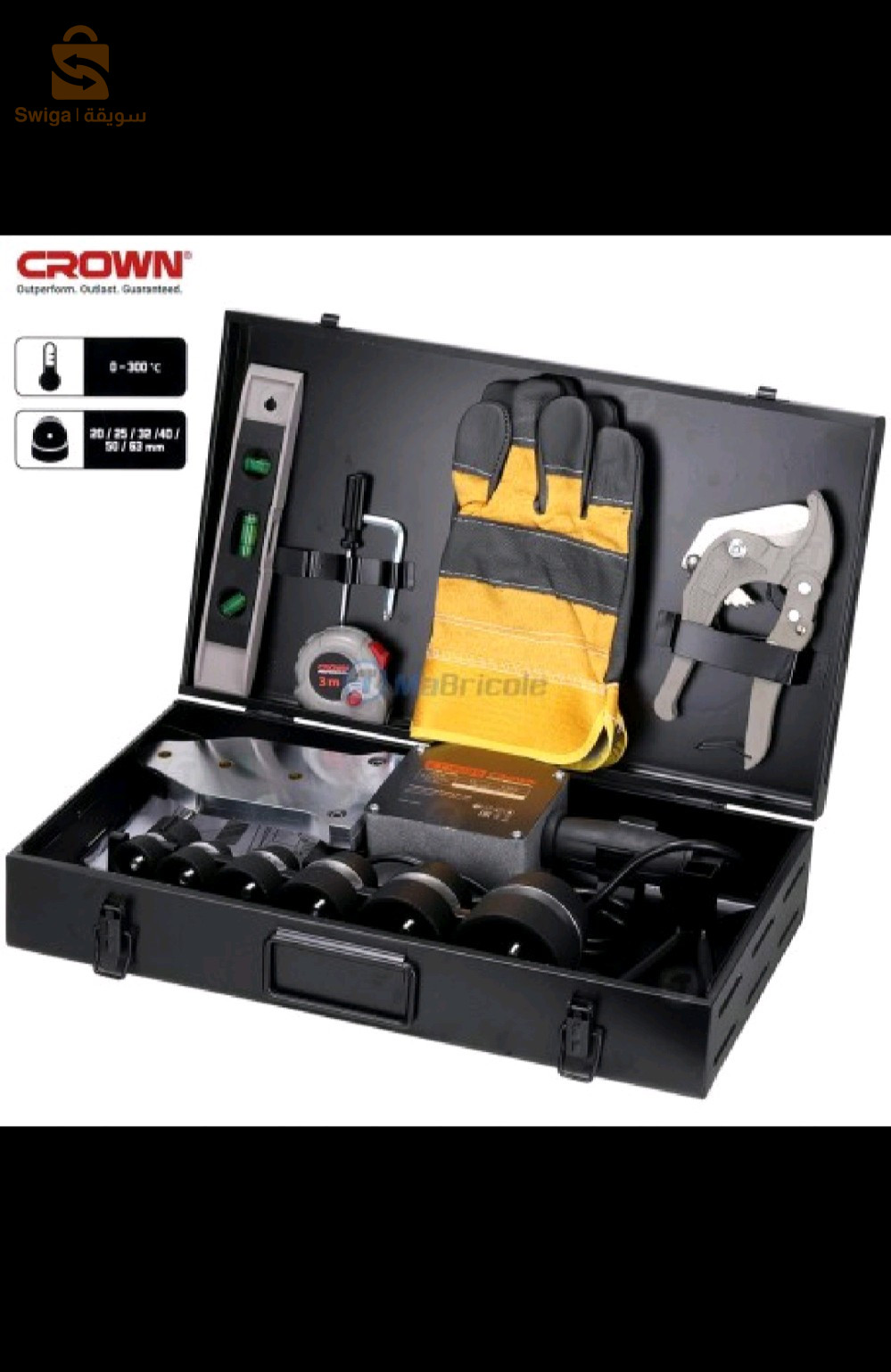 CROWN CT19029MC soudeuse  de tubes PPR 20-63mm 2000W 0-300°C avec coffret métallique