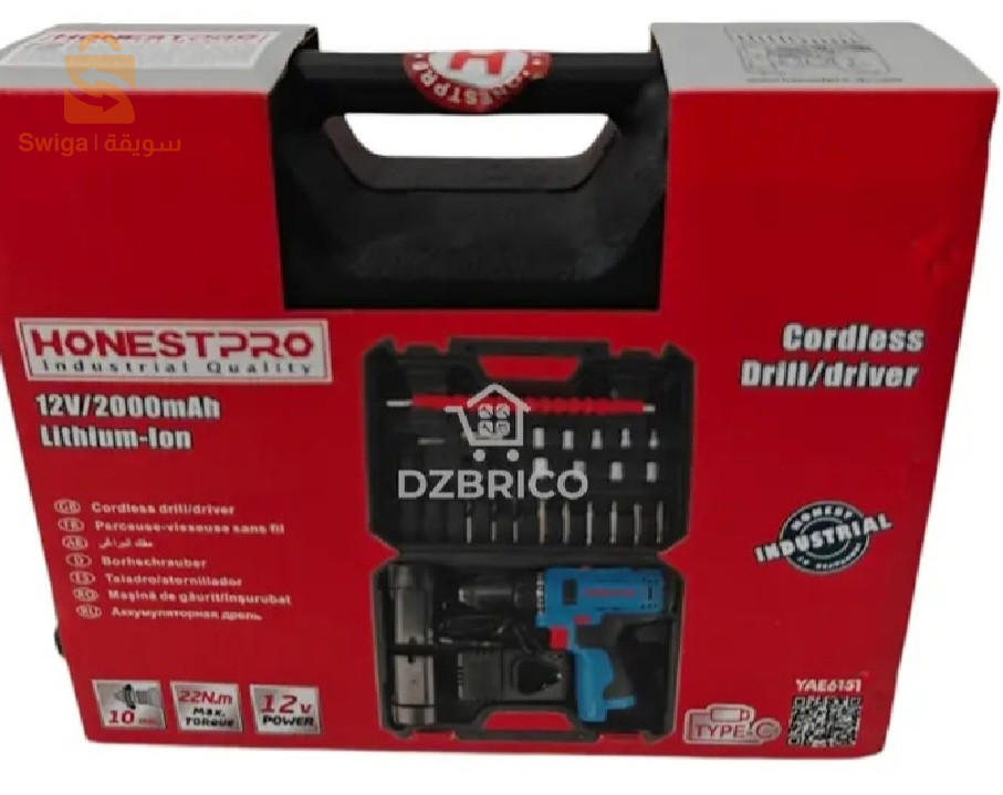 yae6151 HONESTPRO Kit Visseuse 12V double batterie avec accessoires