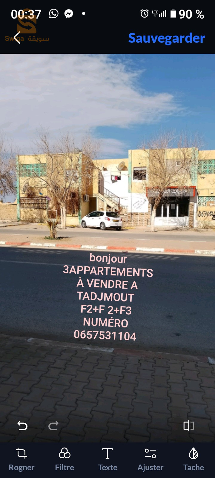 bonjour trois appartements collectif à vendre F2.F2. F3 au niveau de tadjmout W LAGHOUAT électricité eau.gaz.dispnible