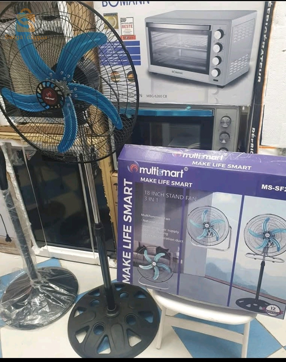 ماركة Multismart، موديل MS-SF2381، وهي مروحة متعددة الاستخدامات 3 في 1 بقياس 18 إنش.