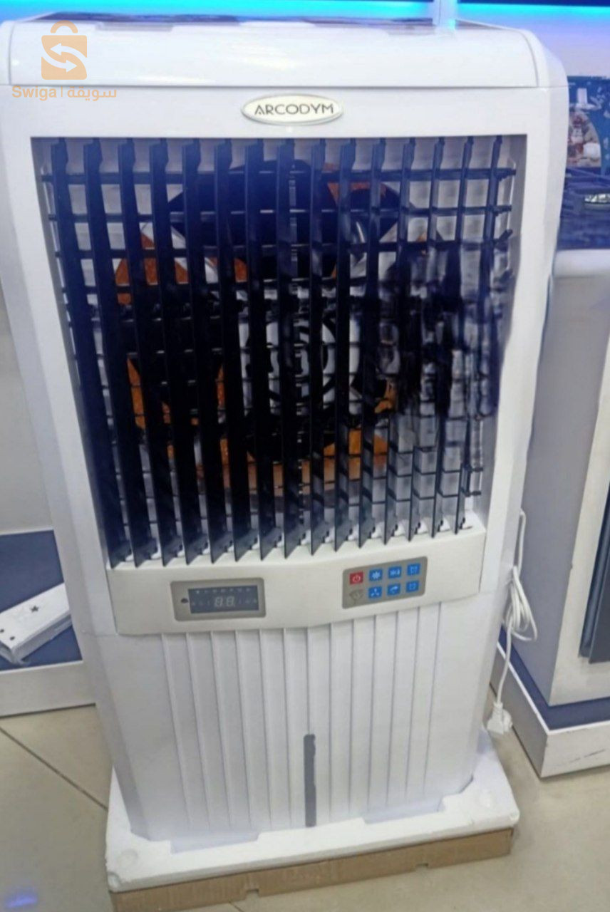 Refroidisseur marque arcodym 65L ✅ Garantie 24 mois✅puissance 170W✅ Capacité l'eau 65L✅ Superficie utile 2540m²Poids 15.5kg✅ Débit l'air 7000m²/h✅ Tension 240-220v