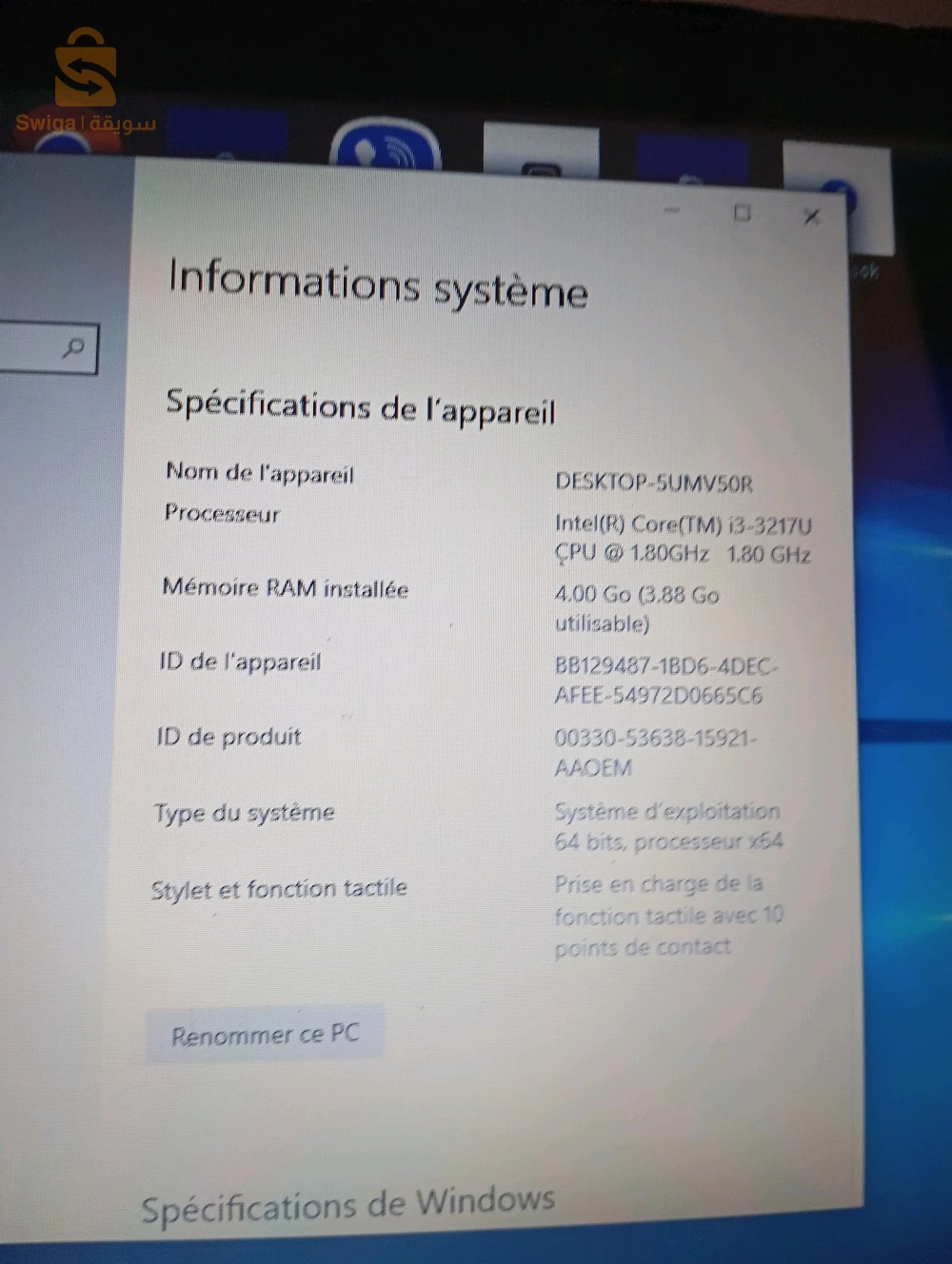 mecro portable bon état 
écran tactile