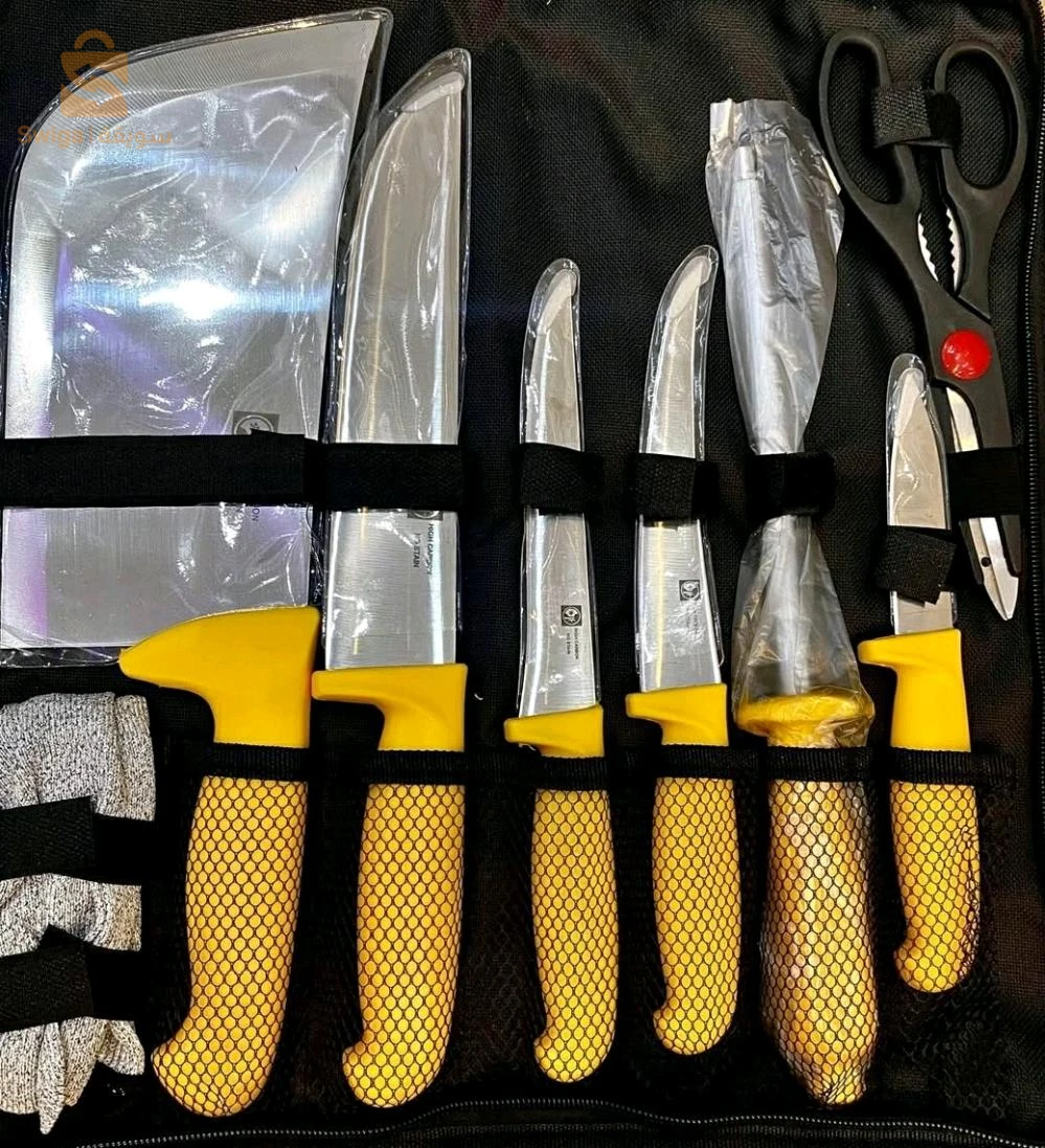 طقم سكاكين احترافي مع حقيبة تخزين (شاقورة)
