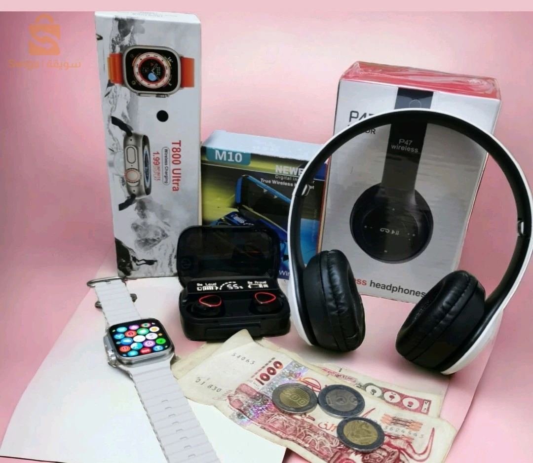 Pack Casque p47+ airpods m10 +t800 smartwatch