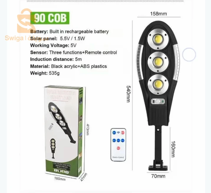 Lampadaire solaire étanche IP67 avec télécommande – مصباح خارجي