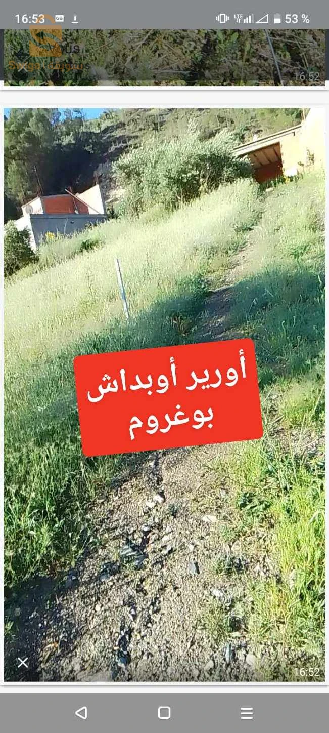 a vendre terrain 40 x 32 mètre (1200 M2 ) située a Boughrom béni ouerthilen.. terrain de construction ou agricole.. électricité gaz..0552528436