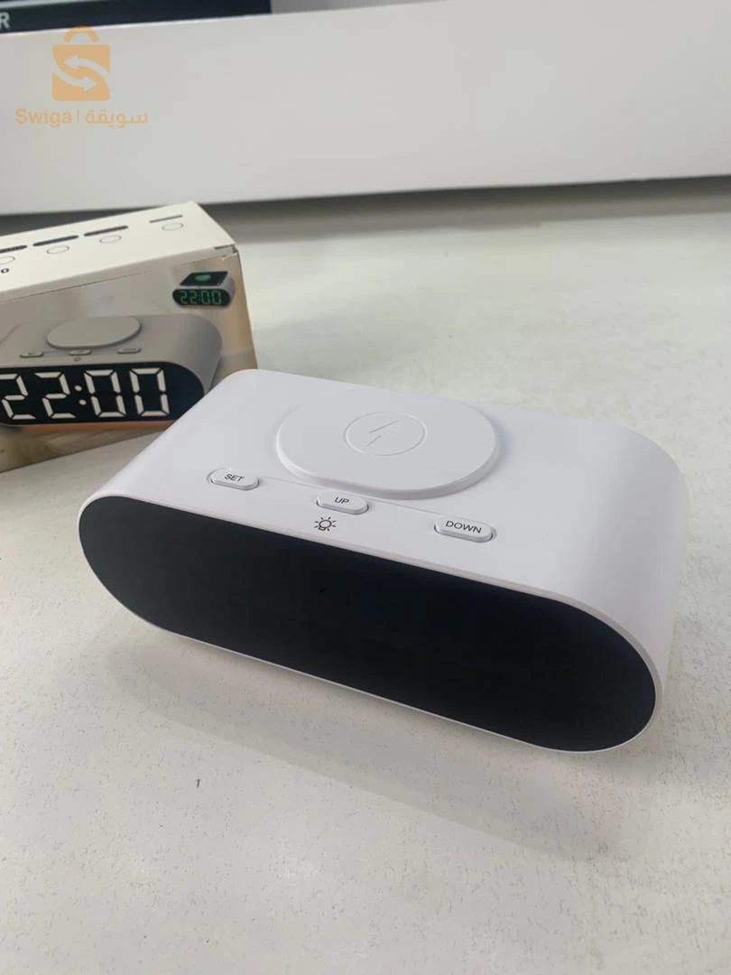 ساعة منبه + شاحن لاسلكي