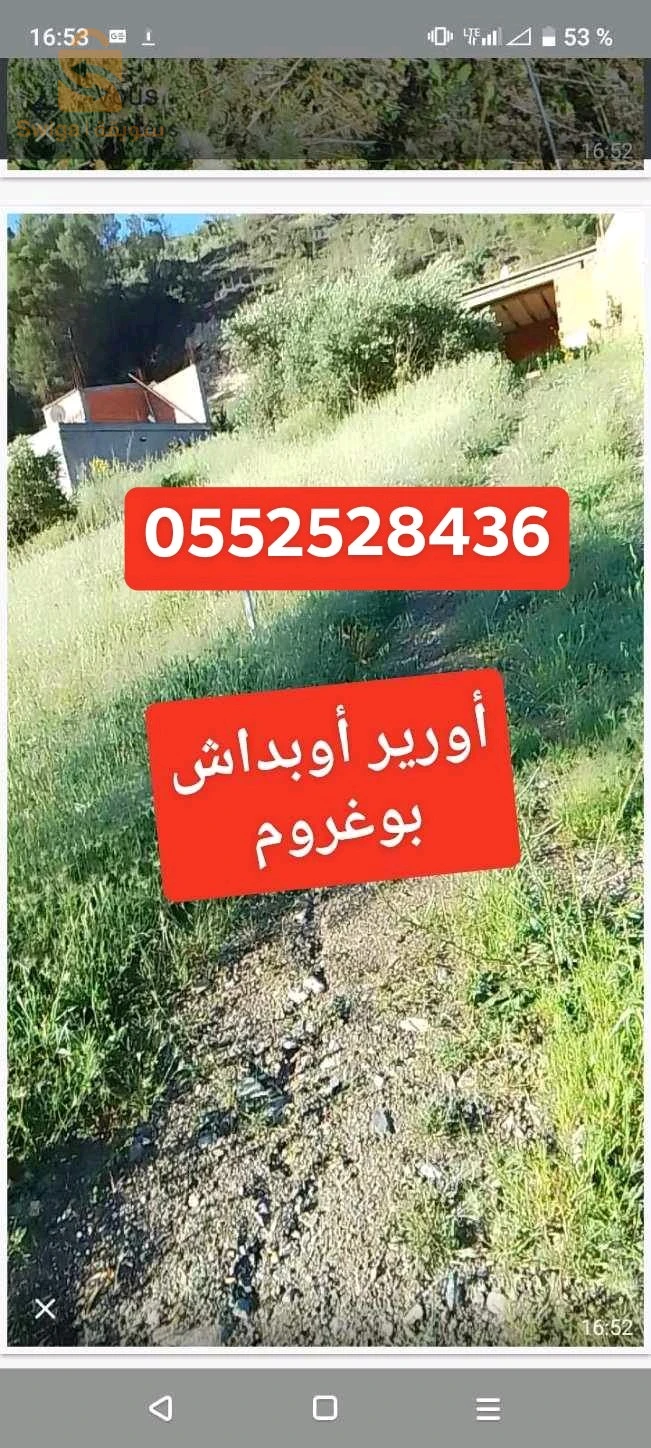 a vendre terrain 40 x 32 mètre (1200 M2 ) située a Boughrom béni ouerthilen.. terrain de construction ou agricole.. électricité gaz..0552528436