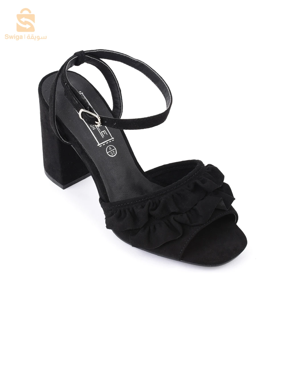 Sandale truffle noire en daim