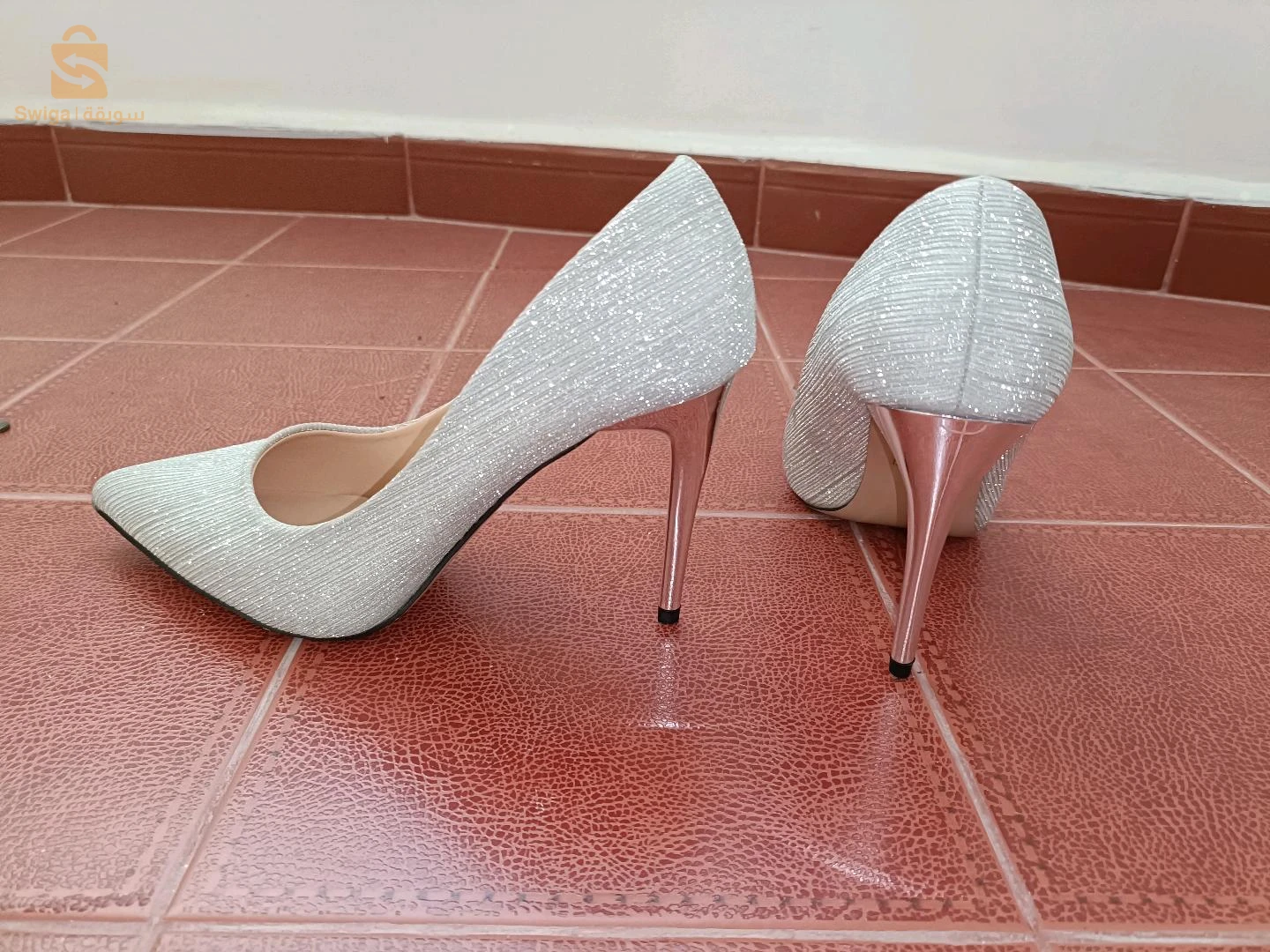 escarpins gris argent fête