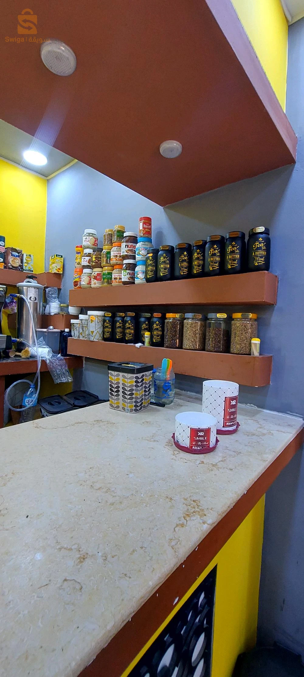 بيع متريال محل حلويات مع كافيتريا كلشي مع بعضاه ماشي كل حاجة وحدها