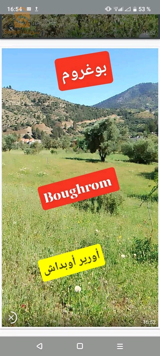 a vendre terrain 40 x 32 mètre (1200 M2 ) située a Boughrom béni ouerthilen.. terrain de construction ou agricole.. électricité gaz..0552528436
