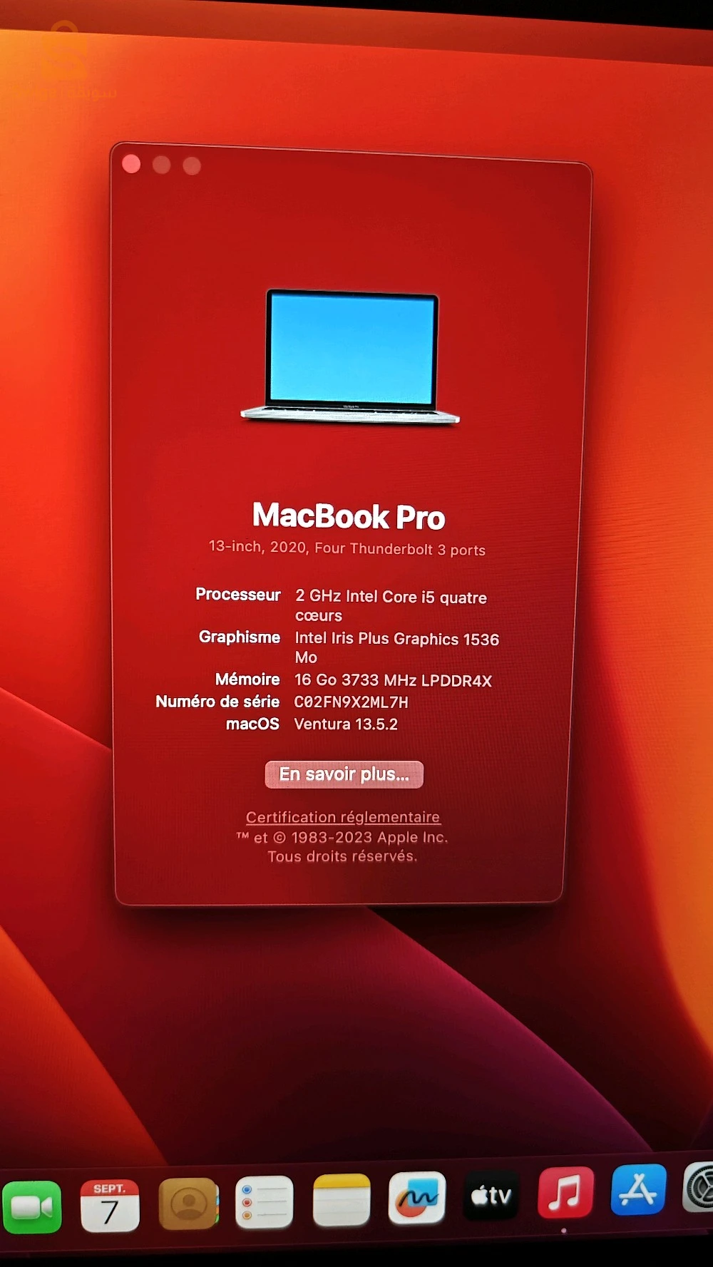 Apple MacBook Pro (2020) 13.5 i5-12eme