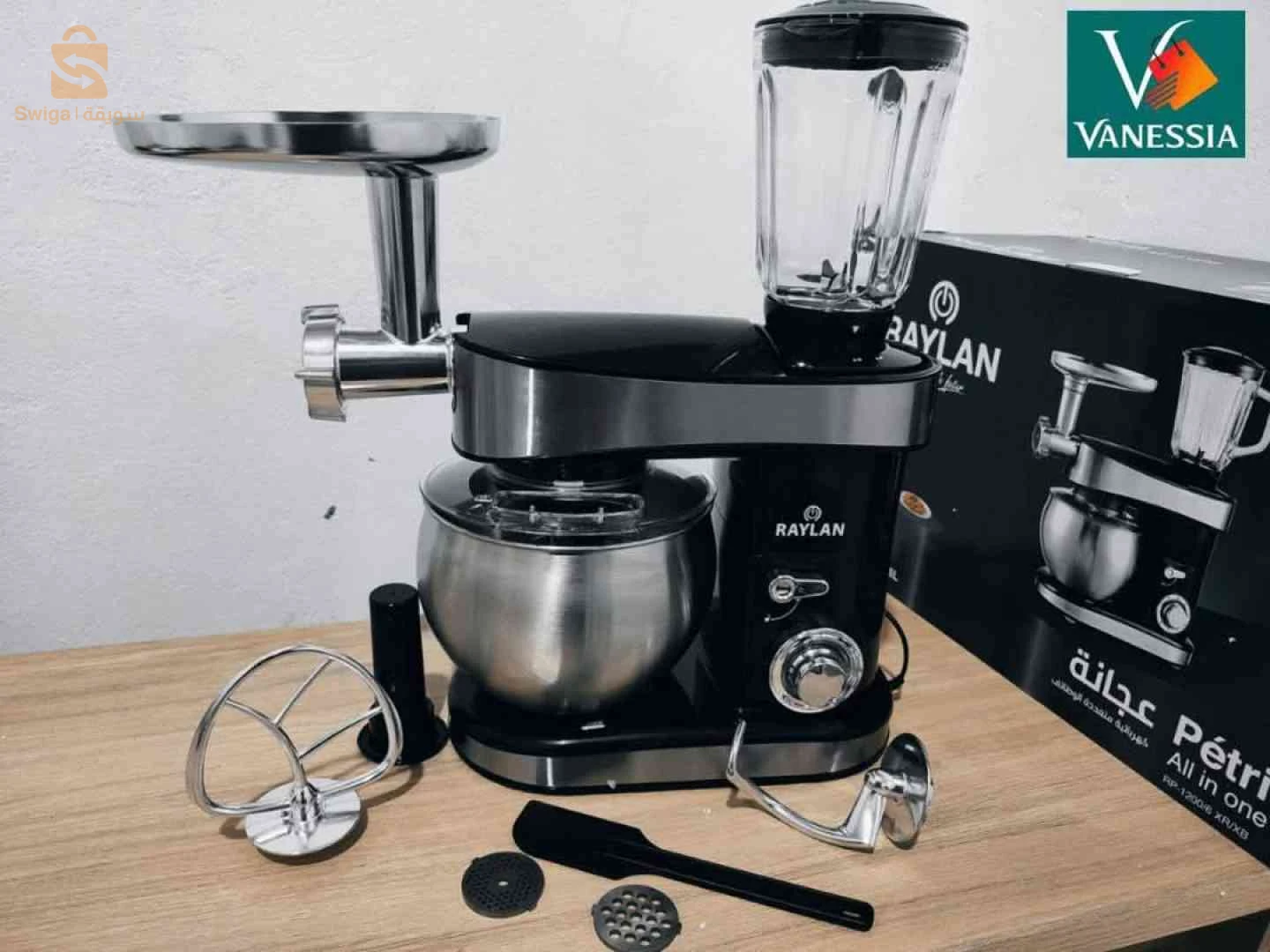 خلاط العجين 3 في 1 من رايلان، أحمر وأسود