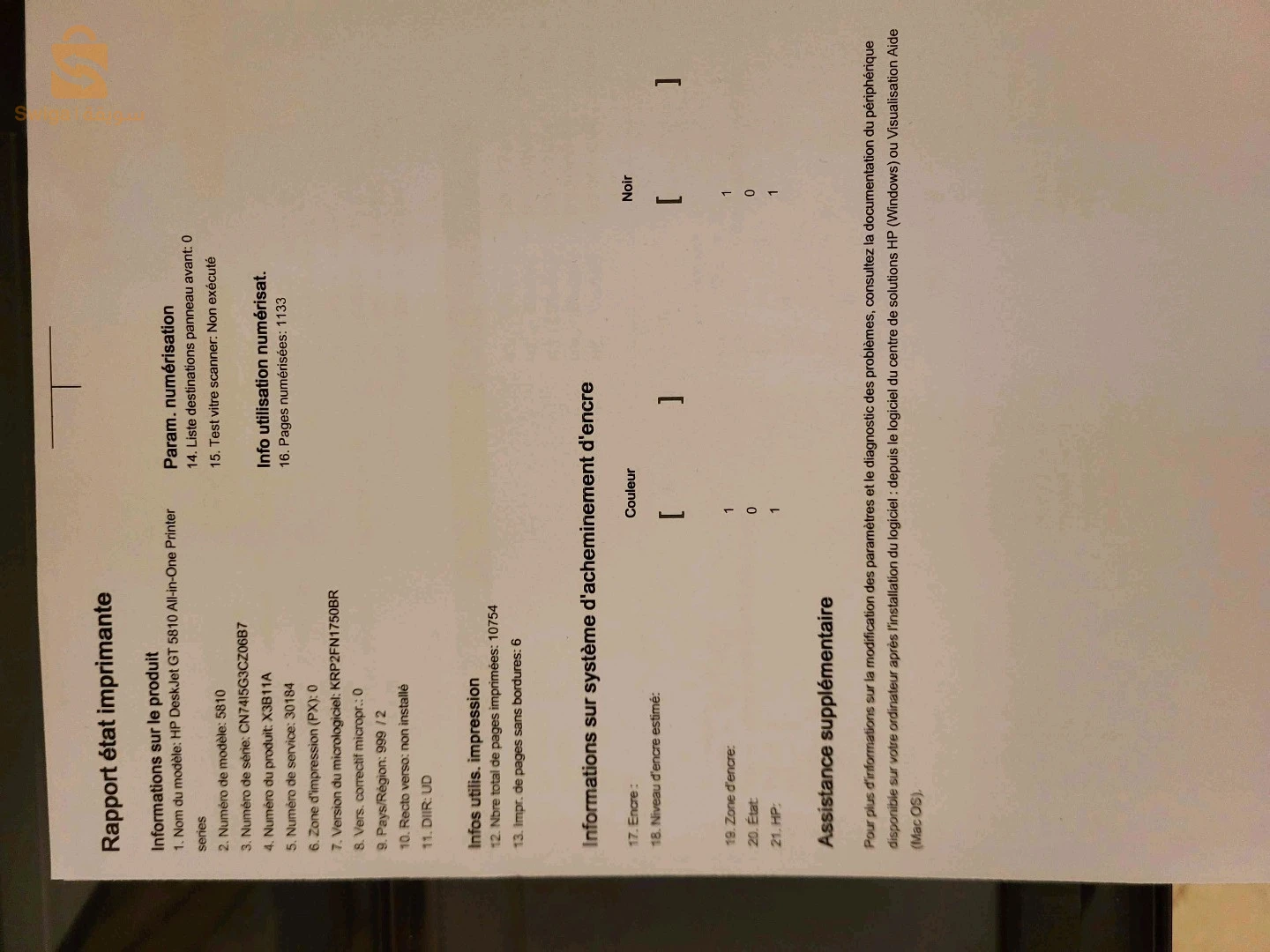 Imprimante Hp Deskjet Gt5810