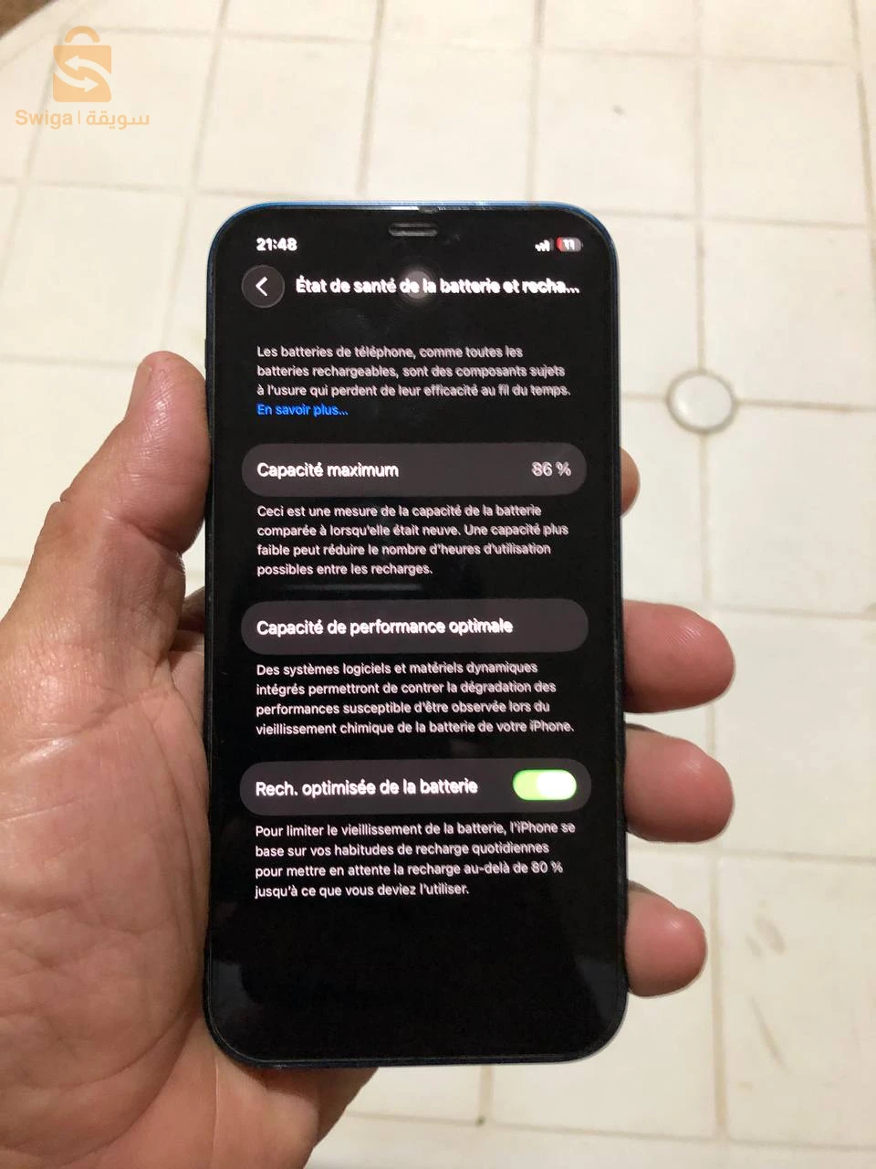 iPhone 12 batterie 86% stockage 64