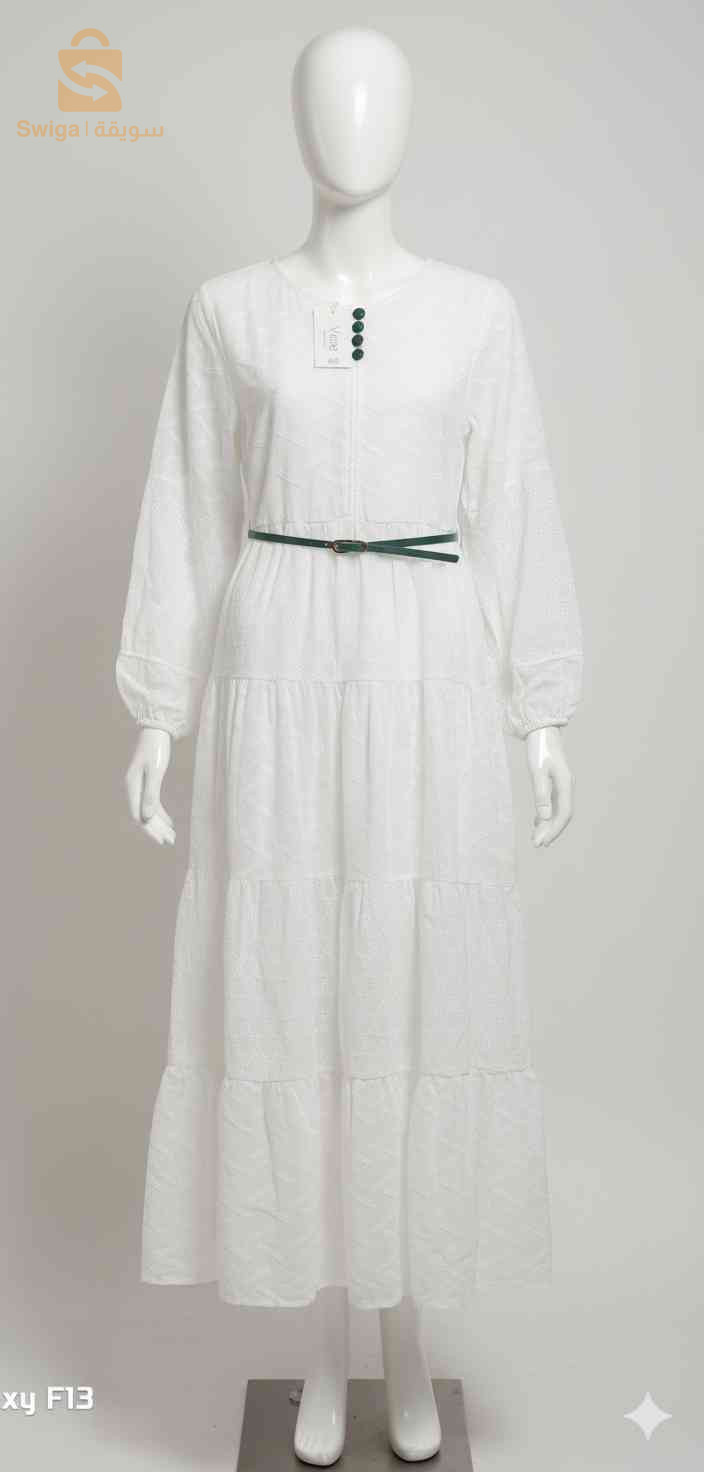 فستان  الابيض قطني