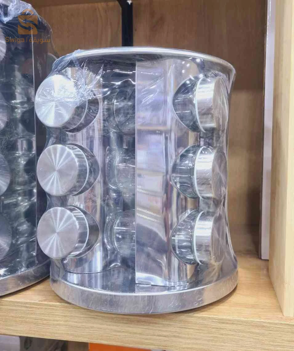 طقم حامل التوابل 12 قطعة من الستاينلس ستيل