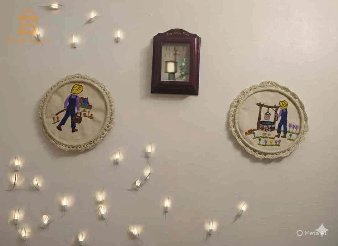 tableau fait a la main broderie et crochet