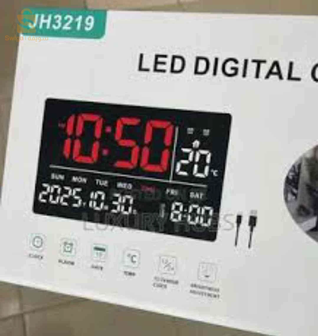 Horloge mural LED JH3219 ساعة حائطية رقمية للمنزل