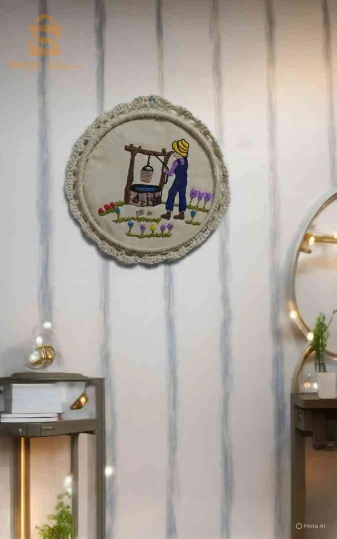 tableau fait a la main broderie et crochet