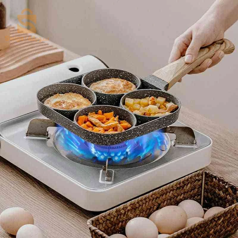 Poêle à crêpes & oeufs avec 4 trous en aluminium antiadhésive