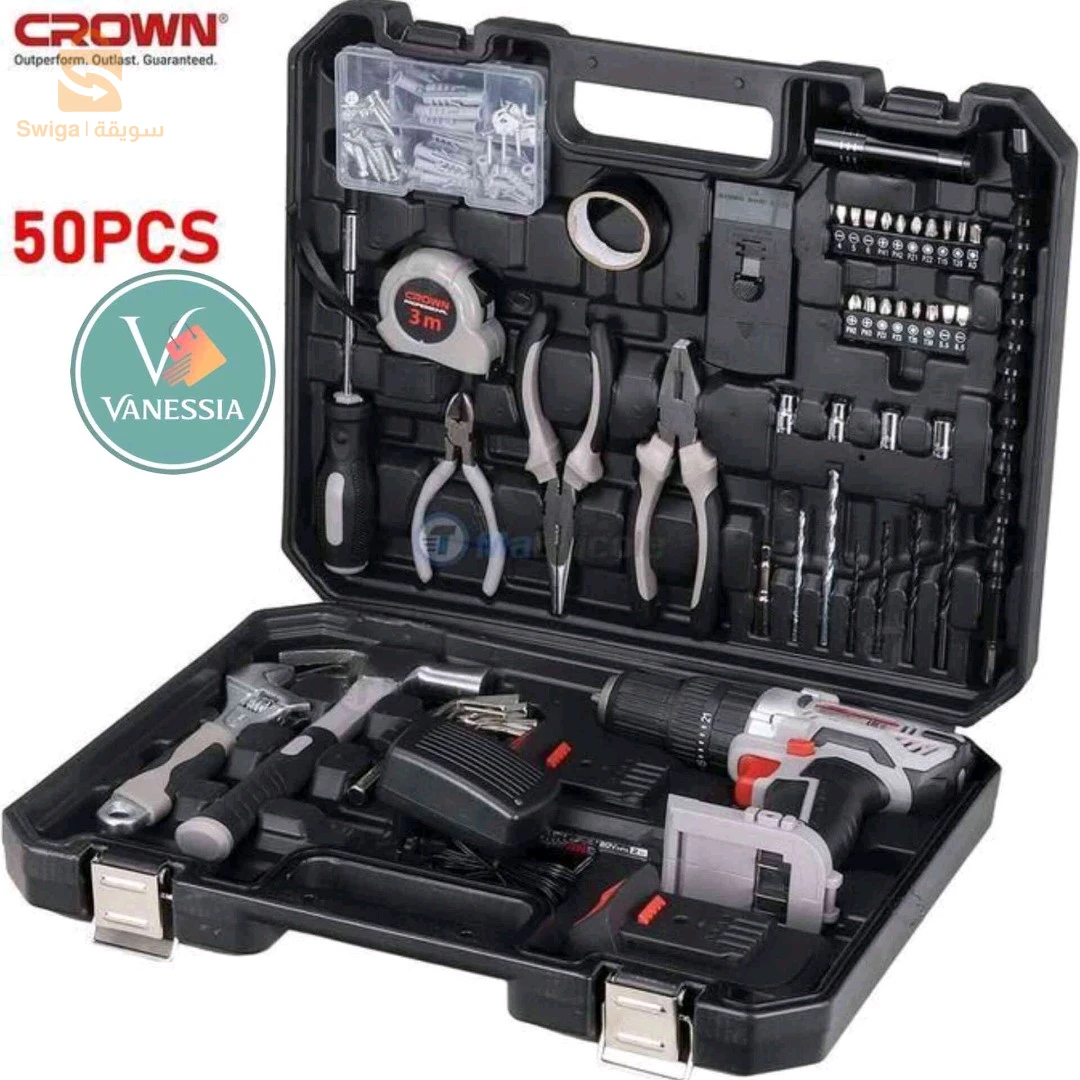 Visseuse perceuce à percussion 20v-2a ct21102h-(50) crown avec des outils 50pcs