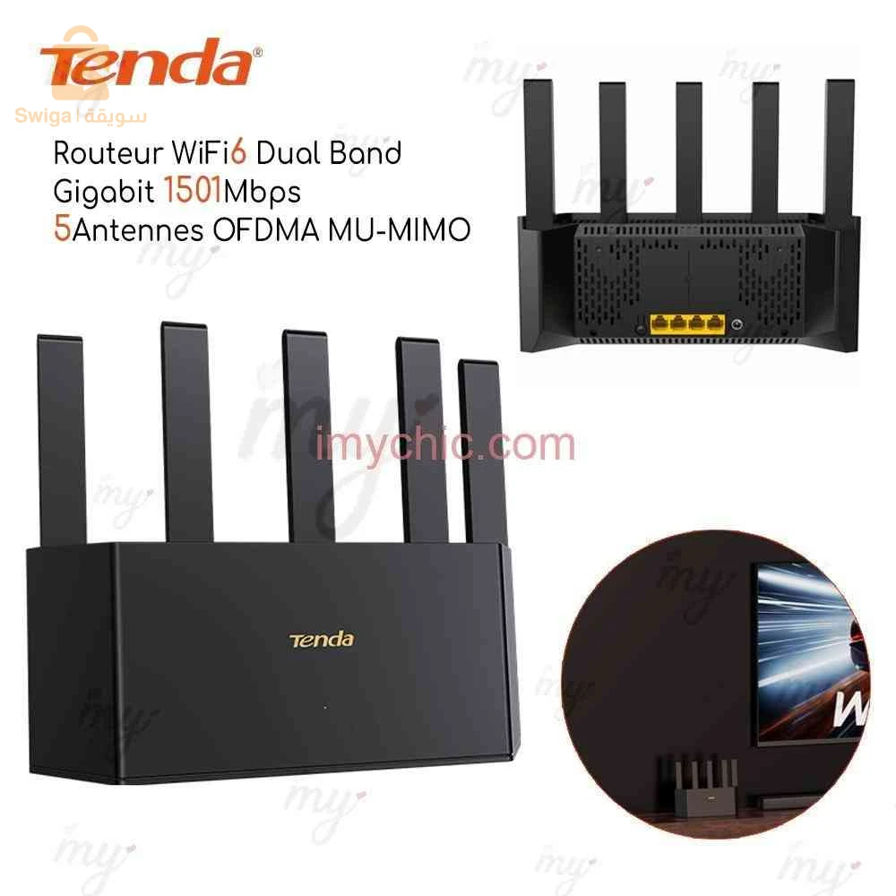 Routeur WiFi6 Dual Band Gigabit 1501Mbps 5 Antennes OFDMA MU-MIMO Tenda TX2L Pro