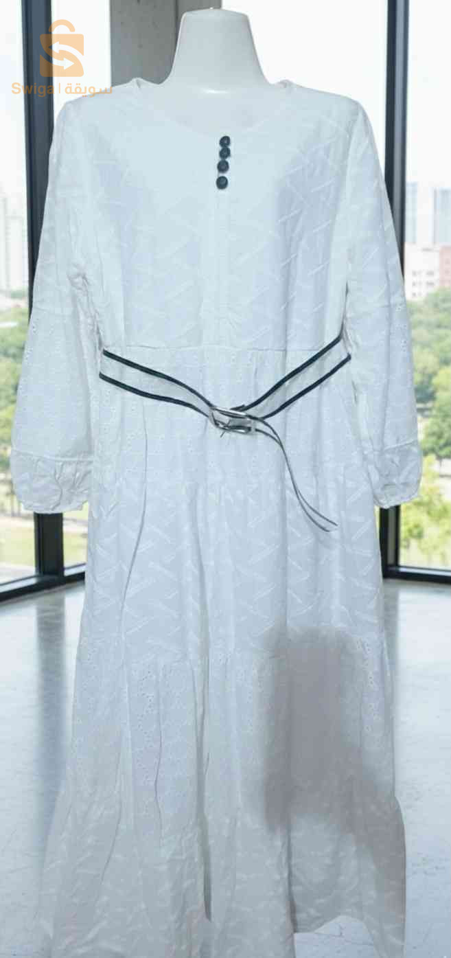 فستان  الابيض قطني